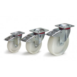 Roues pivotantes avec frein double stop - Charge : 200 - 350 Kg