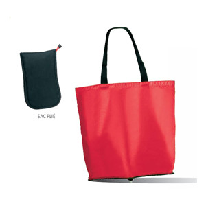 Sac shopping pliable personnalisé - Sac pliable en nylon et polyester noir