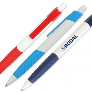 Stylo personnalisé  - Stylo en plastique blanc avec décor de couleur