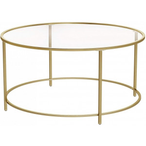 Table basse ronde à plateau en verre - Dimensions (L x l x H) : 84 x 84 x 45,5 cm 