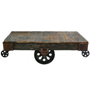 Table basse de style industriel - Dimensions: 140 x 80 x 46 cm