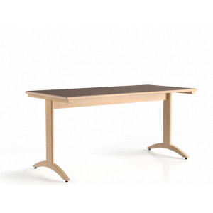 Table en bois avec piétement a dégagement latéral - Bois hêtre massif - Plateau stratifié ep 25 mm - Dimensions : L.1600 x P.800 x H.760 mm