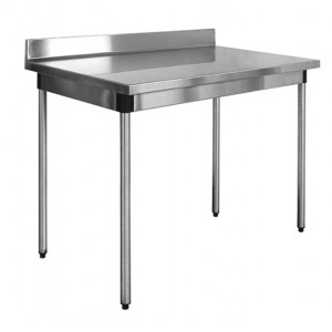 Table inox à dosseret sur vérins - Charge totale admise : 150 kg (répartis)