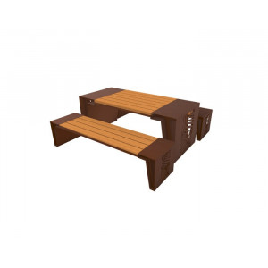 Table pique-nique corten et bois - Table de 6 personnes : L 900 mm H 750 mm l 2 000 mm-Table de 2 personnes : L 900 mm H 750 mm l 1 300 mm