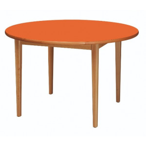 Table ronde en bois pour restaurant  - Structure en hêtre massif - Plateau stratifié - chant pvc de 2 mm - vérins plastiques