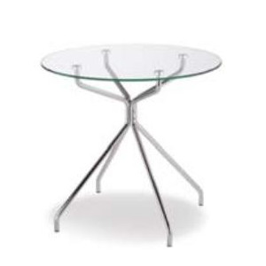 Table ronde plateau verre - 4 pieds alu