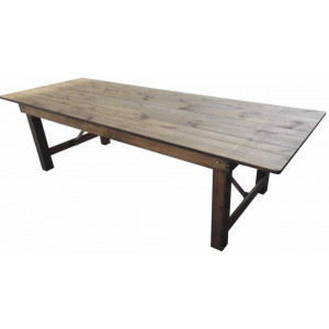 Table rustique pliante en  bois - Dimensions ( L x l x H )  :  213 x 102 x 76 cm