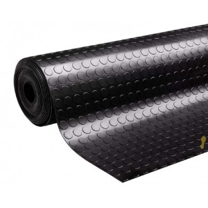 Tapis pastilles noir en caoutchouc pour lieux de grand passage - Hauteur : 1200 mm - Épaisseur : 3 mm