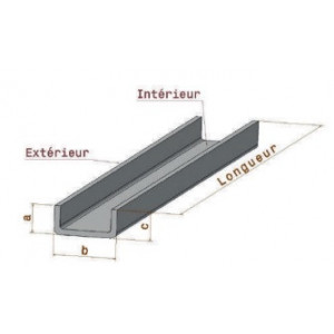 Tôles en inox 304 10/10ème en forme de U - Matière : Inox 304 10/10ème - Dimensions : De 30 x 30 x 30 mm à 30 x 100 x 30 mm