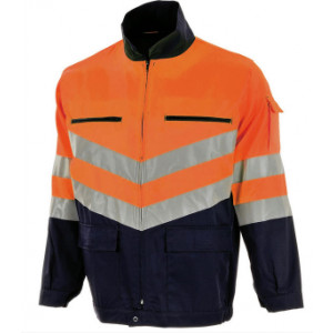 Veste de travail haute visibilité - Couleurs : Orange/Marine - Norme EN 20471 Classe 2.2