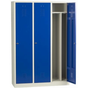 Vestiaire industrie salissante monobloc 3 cases - Dimensions (hxlxp) en cm : 180x40x50