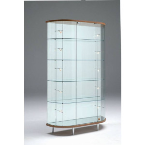 Vitrine commerce haute ovale - Dimensions (L x P x H) : 112 x 38 x 190 cm