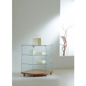 Vitrine d'exposition d'angle bas - Dimensions (L x P x H) : 68 x 68 x 90 cm