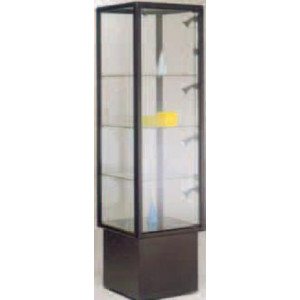 Vitrine de présentation socle alu - Dimensions:  46 x 46 x 180H cm