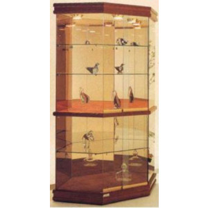 Vitrine meuble en verre - 3 tablettes verre 1 tablette bois