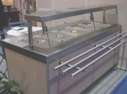 Meuble inox bain marie self service 3 à 6 bacs