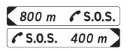 Panneaux de jalonnement vers un poste d'appel d'urgence DP1 