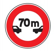 Panneau de signalisation d'un intervalle minimal 70m B17 