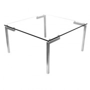 Table basse carrée en verre pour accueil