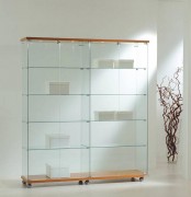 Vitrine de commerce large avec bois