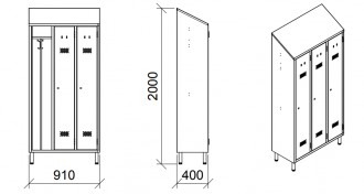 Armoire de rangement vestiaire 3 places - Devis sur Techni-Contact.com - 2