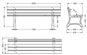 Banc dâextÃ©rieur  2000 mm - Devis sur Techni-Contact.com - 2