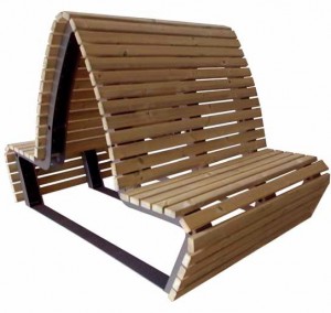 Banc double avec dossier en bois