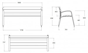 Banc en bois d'extérieur 1800 mm - Devis sur Techni-Contact.com - 2