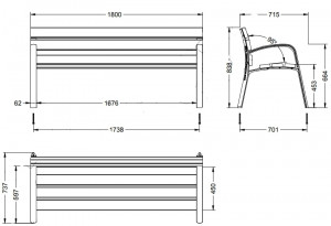 Banc en bois d'extérieur 1800 mm - Devis sur Techni-Contact.com - 2