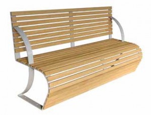 Banc en bois et acier courbés