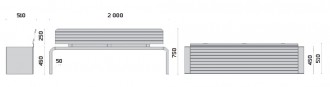 Banc public à cheviller L 2000 mm
