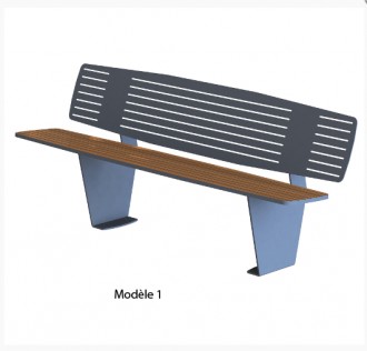 Banc public à dossier en métal