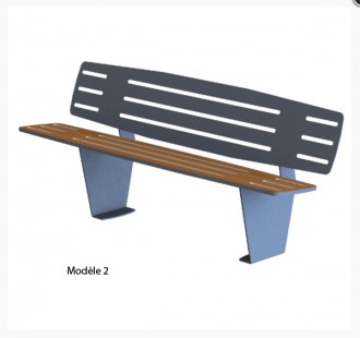 Banc public à dossier en métal