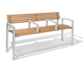 Banc public en bois et acier avec repose-pieds - Devis sur Techni-Contact.com - 1