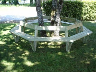 Banc tour d'arbre en pin