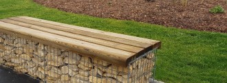 Banc urbain gabion et bois