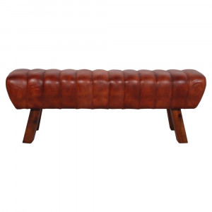 Banquette en bois tropical et cuir