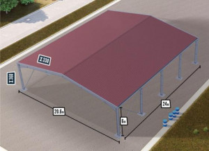 Bâtiment de stockage 500m² - 20,6x24x6m - Chéneaux et régulateur inclus - Devis sur Techni-Contact.com - 2