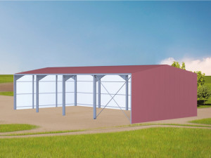 Bâtiment galvanisé avec structure + couverture - Bardage 3 côtés - 12,6x24x5m - 300m²