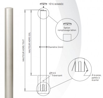 Borne inox tête bombée à sceller - Devis sur Techni-Contact.com - 2