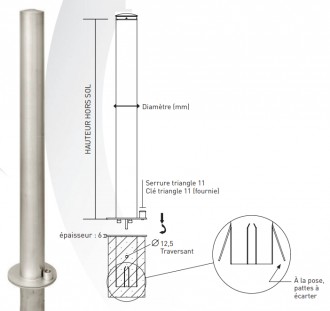 Borne inox tête plate amovible à clé triangle - Devis sur Techni-Contact.com - 2