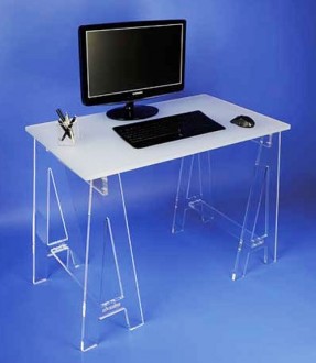 Bureau d'ordinateur sur tréteaux plexi - Devis sur Techni-Contact.com - 5