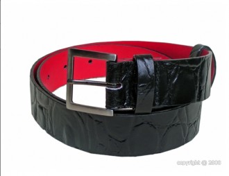 Ceinture femme en cuir façon lézard noir