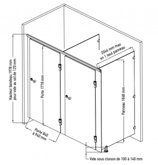 Cloison sanitaire stratifié massif - Devis sur Techni-Contact.com - 3