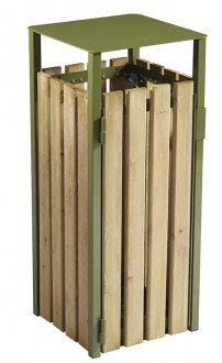 Corbeille de ville en bois 110L - Devis sur Techni-Contact.com - 1