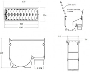 Dalot en fonte corps grille inclinable - Devis sur Techni-Contact.com - 2