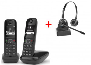 Gigaset AS690 DECT Duo +Casque Duo - Téléphone Sans Fil + Casque Téléphonique - Devis sur Techni-Contact.com - 1