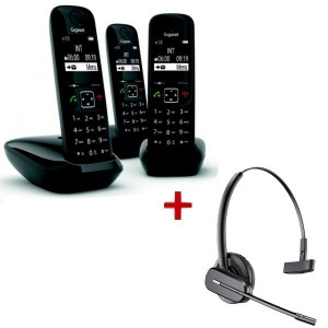 Gigaset AS690 DECT Trio +Plantronics C565 - Téléphone Sans Fil + Casque Téléphonique - Devis sur Techni-Contact.com - 1