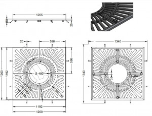 Grille protège arbre en fonte 1200x1200 mm - Devis sur Techni-Contact.com - 2