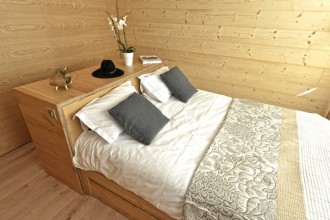 Lit double a rangement en bois naturel - Devis sur Techni-Contact.com - 1